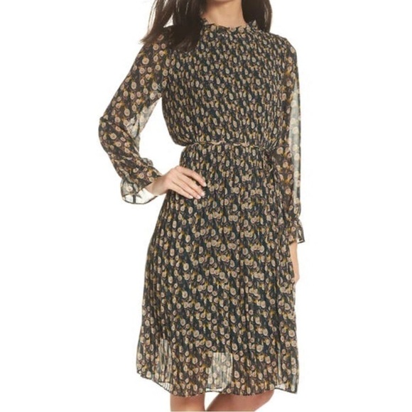 Sam Edelman High Neck Pleated Peasant Dress Size 2 - Picture 15 of 15